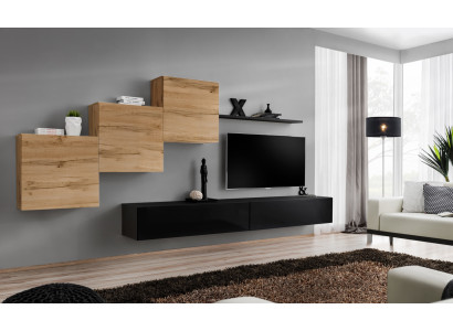 Moderne Wohnwand Einrichtung Komplett Garnitur Designer Wand Regal Sideboard