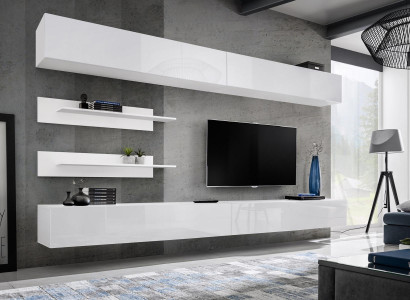 Weiß Wohnwand Wohnzimmer Set 6 tlg Luxus Modern Holzmöbel Wandschrank TV-Ständer