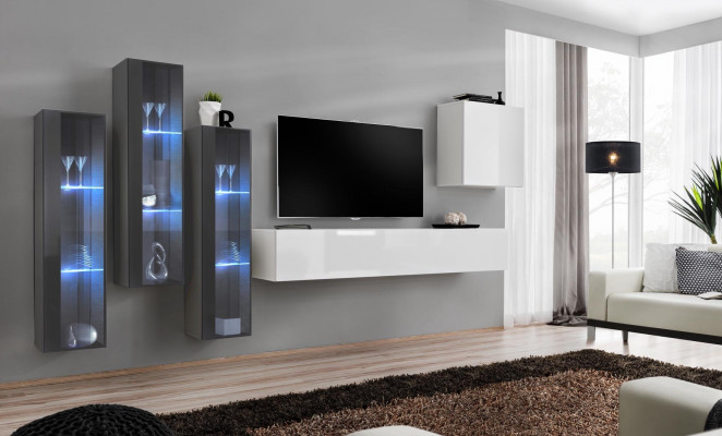 Wohnzimmermöbel Schrank Set Design Wohnzimmer Sideboard Wandregal Hänge Vitrine