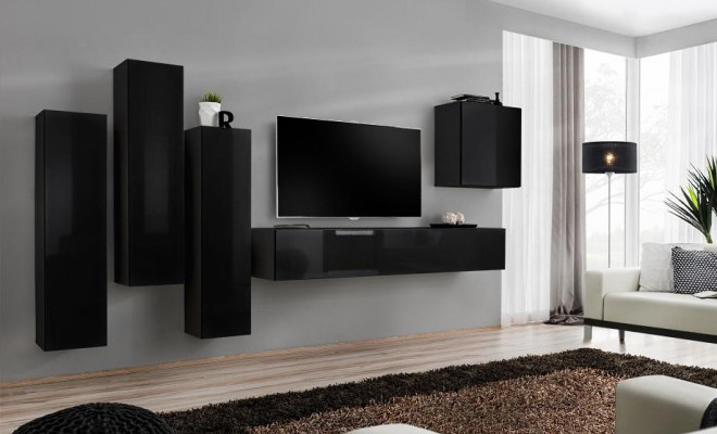 Wohnwand Set 5tlg. TV-Ständer Wohnzimmer rtv Wandschrank Garnitur Gruppe Neu