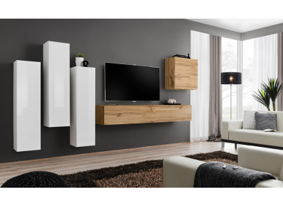 Modern TV Ständer Holz Wohnzimmer Möbel Braun Wandschrank Neu Wohnwand