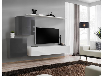 Wohnwand Wohnzimmer Set 4tlg Stil Modern Lowboard Wandregal Weiß Wandschrank