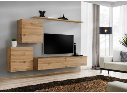Wohnwand TV-Ständer Wohnzimmer Set 4tlg Wohnmöbel Modern Wohnzimmer Holz