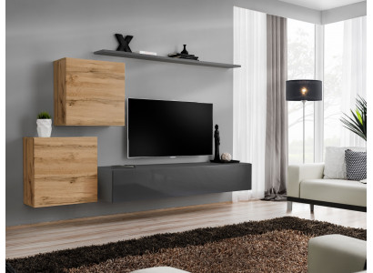 Wohnzimmermöbel Designer Modern Wohnwand Einrichtung Wand Regal Grau