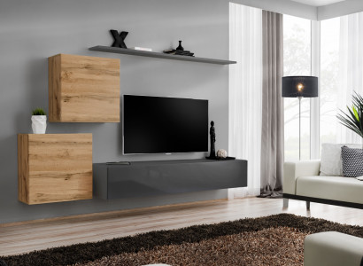 Wohnzimmermöbel Designer Modern Wohnwand Einrichtung Wand Regal Grau