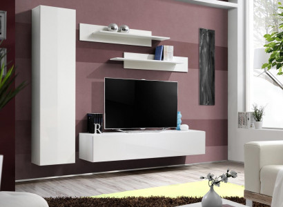 Wohnwand Weiß TV Ständer Designer Einrichtung Wohnzimmermöbel Wand Regale