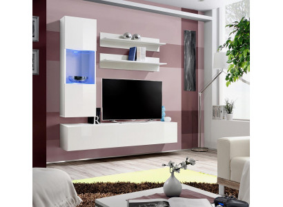 Wohnwand Garnitur TV Ständer Lowboard Designer Hänge Vitrine Holz Einrichtung