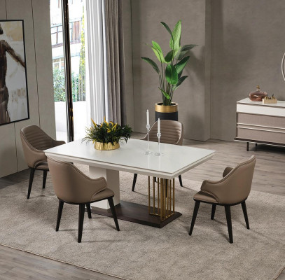 Esszimmer Möbel Designer Esstisch 4x Stühle Komplette Garnitur 5tlg Set