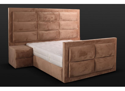 Klassisches Bett Holz braun Schlafzimmermöbel Design elegant Stoff neu-