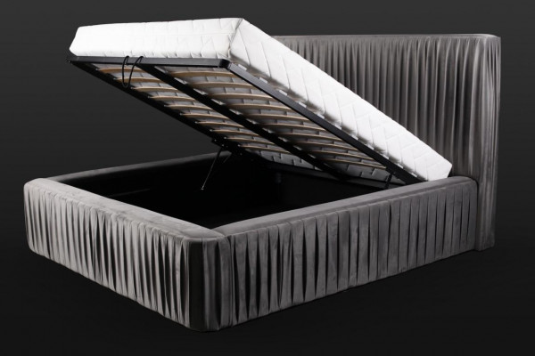 Graue Doppelschlafzimmer Holzmöbel Design elegant Stoff klassische Möbel neu-