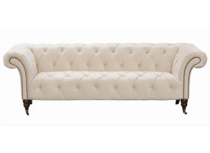 Beige Chesterfield Dreisitzer Modern Design Couchen Stoff Sofa designer Möbel
