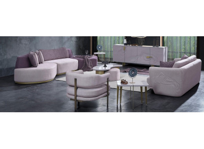 Stoffsofas Sofagarnitur Große Wohnlandschaft Rosa Set 3tlg Sofa Modern