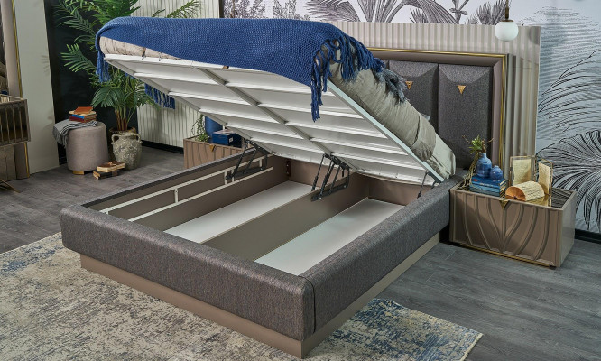 Komplette Schlafzimmermöbel Doppelbett Bett Braun Set 4tlg Nachttische