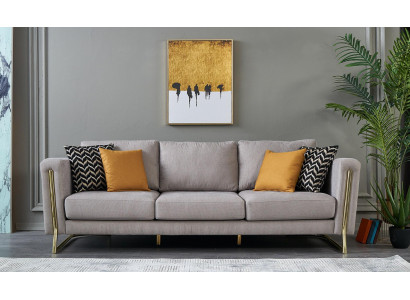 Dreisitzer Couch Sofa 3 Sitzer Grau Stoff Stoffsofa Polstersofa Modern