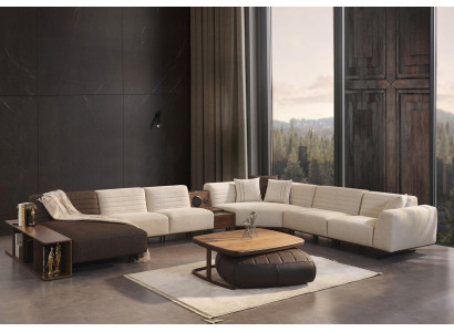 Luxus Ecksofa U-Form Polster Sofa Couch Wohnzimmer Möbel Textil Neu Einrichtung