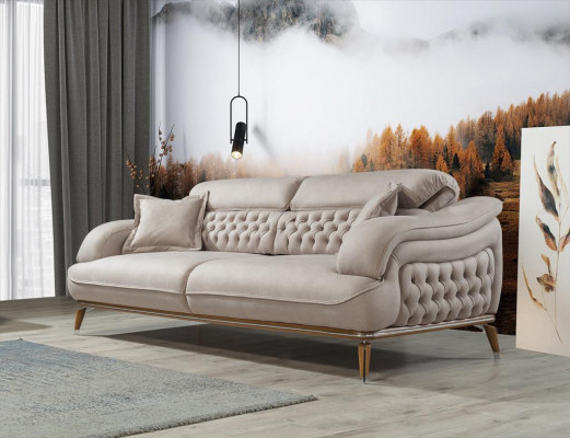 Wohnzimmer Sofagarnitur 3tlg Modern Chesterfield 2xDreisitzer Sofa Design Sessel