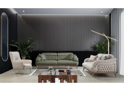 Modern Wohnzimmer Komplett 2x Dreisitzer Sofa Designer Sessel Einrichtung