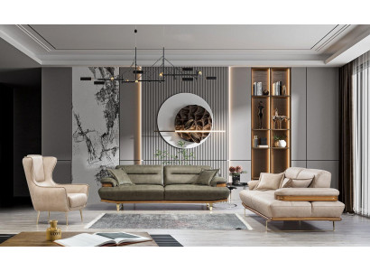 Modern Designer Garnitur Wohnzimmer 2x Dreisitzer Sofa Sessel Polster