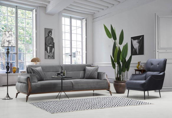 Designer Polstersofas Wohnzimmer Set 2x Dreisitzer Sofas Luxus Sessel