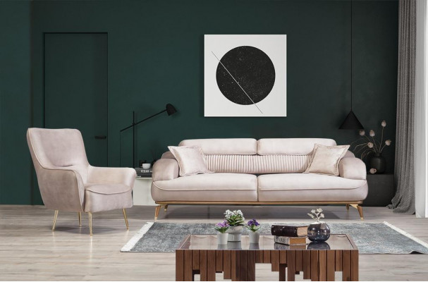 Wohnzimmer Set Luxus Sofa Dreisitzer Einrichtung Polster Möbel Sessel Textil