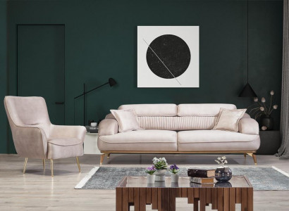Wohnzimmer Set Luxus Sofa Dreisitzer Einrichtung Polster Möbel Sessel Textil