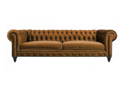 Chesterfield Dreisitzer Kreative Möbel Textil Stoff Orange Neu Wohnzimmer Modern