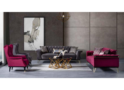 Bunte Chesterfield Coucgarnitur Luxus Sofas Dreisitzer Zweisitzer Sessel