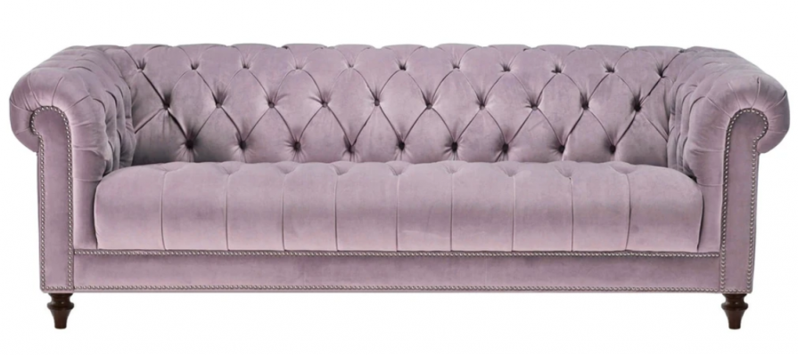 Lila Dreisitzer Stoff Chesterfield Design Couchen Polster Sofas Original Samt