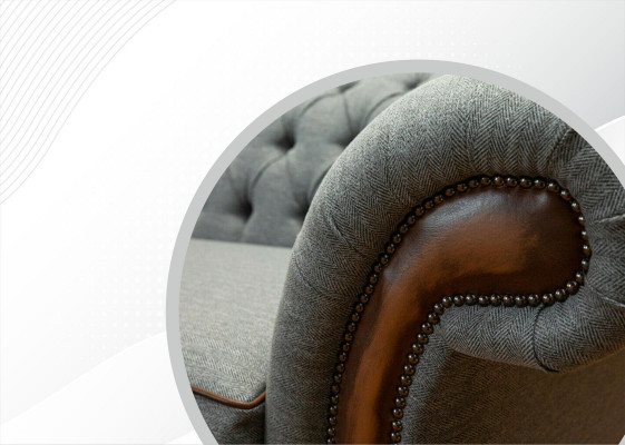 Big xxl Sofa 4 Sitzer Couch Chesterfield Polster Garnitur Leder Textil Grau