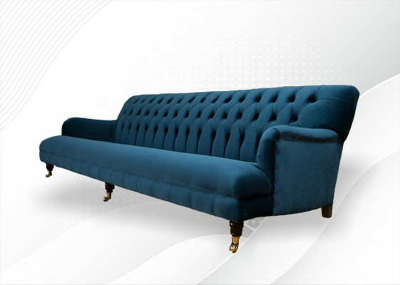 Big Sofa Couch Chesterfield 250cm Polster Sofas 4-er Leder Textil Turkis