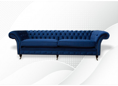 Blaue xxl Big Sofa Couch Chesterfield 265cm Polster Sofas 4 Sitzer