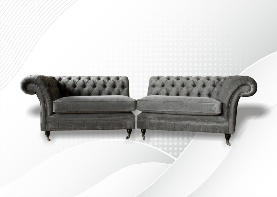 XXL Chesterfield Sofa 4 Sitzer Couch Polster Sitz Garnitur Textil Leder