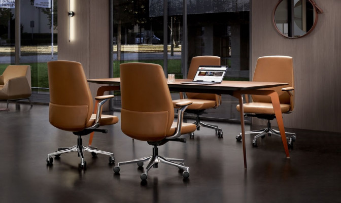 Büro Set 4x Konferenzstühle & Konferenztisch Komplettset Besprechungstisch 5tlg.