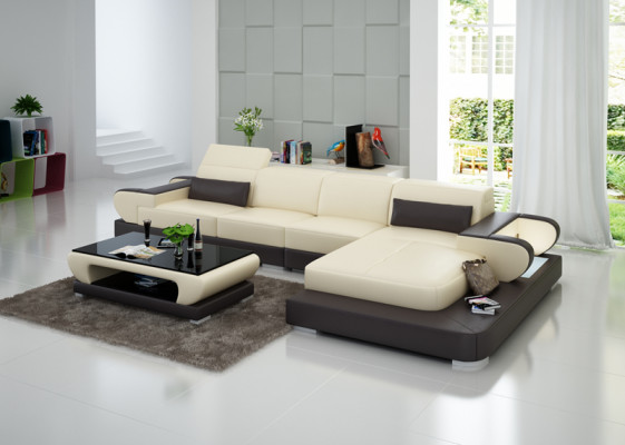Eleganz Neues L-förmiges Designer-Ledersofa für stilvolle Wohnräume