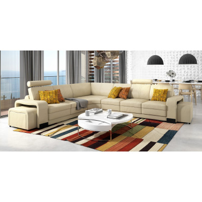 Ecksofa + USB,Polster Sofa Wohnlandschaft Sitz Eck Garnitur Leder Textil FrancoC