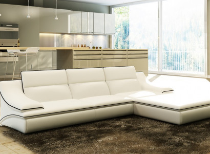 Ledersofa mit USB,Wohnlandschaft Ecksofa Eck Garnitur Design Modern Sofa A1160C