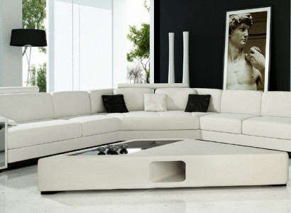 Moderne Eckcouch Wohnlandschaft Couch Tisch Sideboard Sofa USB Eckgarnitur 3tlg.