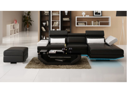 Ledersofa L-Form + USB Wohnlandschaft Ecksofa Garnitur Design Modern Sofa K5009D