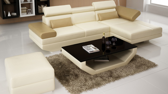 Ledersofa L-Form + USB Wohnlandschaft Ecksofa Garnitur Design Modern Sofa K5009D