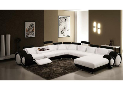 Leder Sofa Mit USB Couch XXL Wohnlandschaft Ledercouch Big Sofas Ecksofa