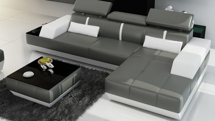 Ledersofa Sofa mit USB,Wohnlandschaft Ecksofa Garnitur Design Modern Sofa K5015C