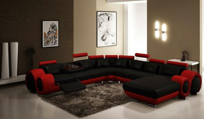 Leder Sofa Mit USB Couch XXL Wohnlandschaft Ledercouch Big Sofas Ecksofa