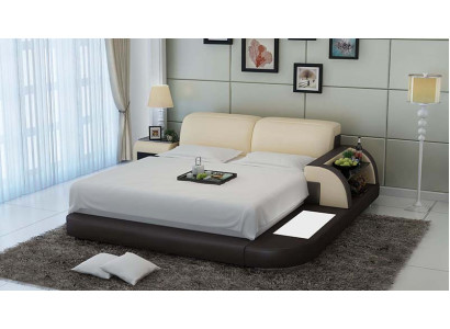 Design Bett XXL Big Betten Leder Hotel Polster 180x200 Multifunktion Regal USB