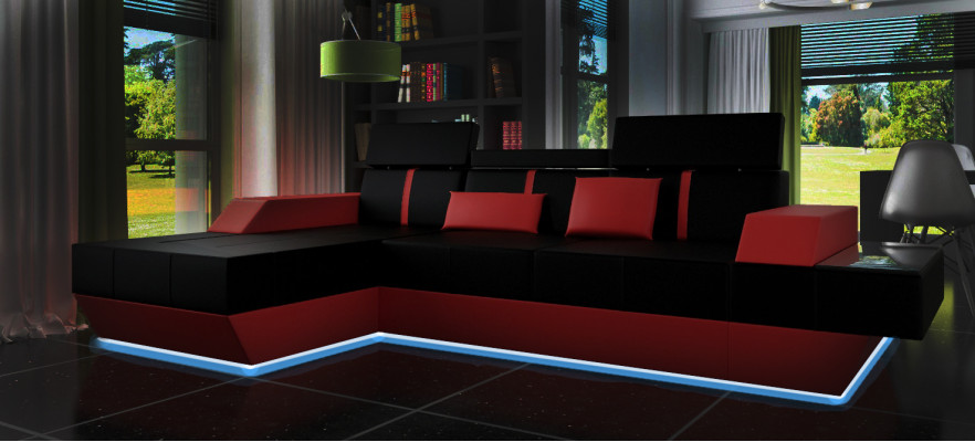 Ledersofa Wohnlandschaft Couch Sofa Ecksofa USB Leder Polster Massanfertigung