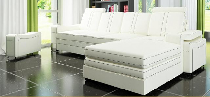 LEDERSOFA WOHNLANDSCHAFT ECKSOFA NEU GARNITUR SOFA XXL LEDERCOUCH mit USB FRANCO