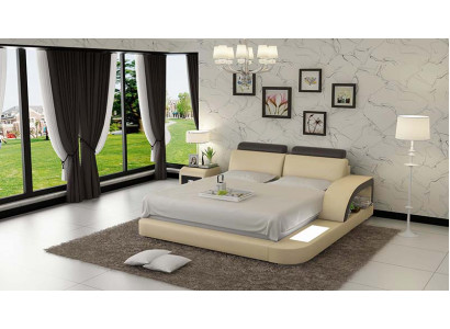 Design Polster Doppel Bett Moderne Betten Schlafzimmer mit USB & Regal 160x200cm