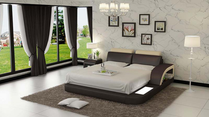 Design Polster Doppel Bett Moderne Betten Schlafzimmer mit USB & Regal 160x200cm