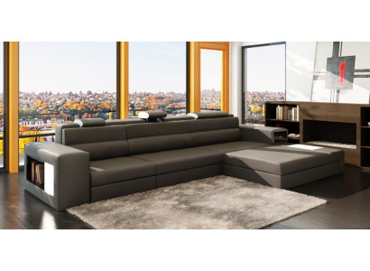 Designsofa Sofa Couch Polster Ecksofa Garnitur Wohnlandschaft Ledersofa Haid -G