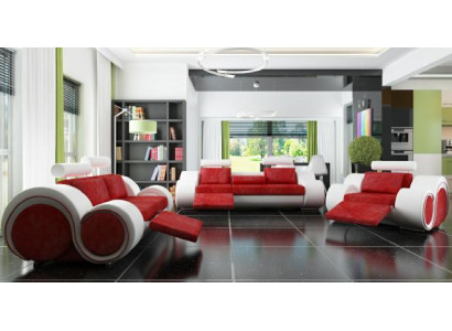 Sofagarnitur Polster Sofa Couch Leder Garnitur Wohnlandschaft 3+2+1 Textil BER