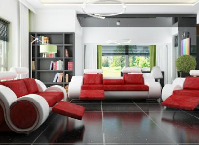 Sofagarnitur Polster Sofa Couch Leder Garnitur Wohnlandschaft 3+2+1 Textil BER